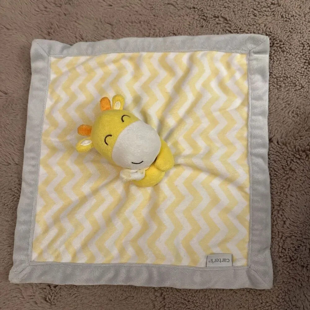 Carter's Giraffe Security Plush Baby Lovey Fleece Blanket Chevron Yellow Gray